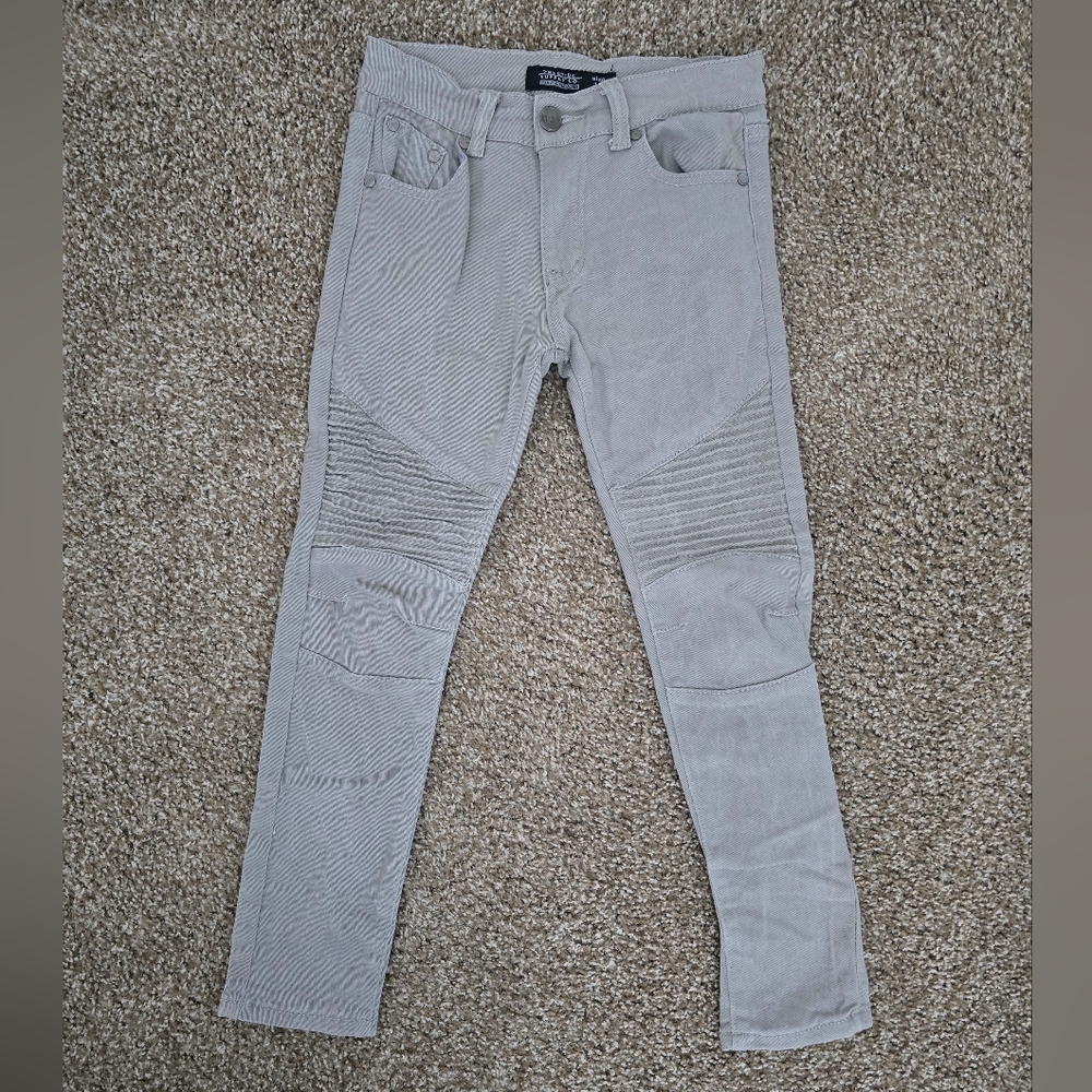 Gray Kids Moto-Style Slim Fit Jeans